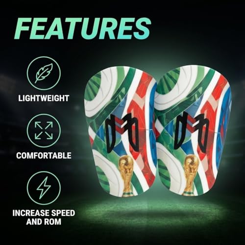 Mini Shin Guards for Soccer - Tiny Shin Pads Men Women Teens - World Cup Variation