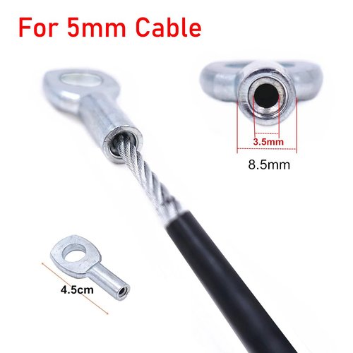 SquEqu 5 Pack Wire Rope Eyelets Replacement End Terminal 1/8'' Hole Connector Joint Lugs Stopper for 5mm Coated Security Steel Cord Gym Pulley Cable Weight Lifting Machine Fitness Equipment