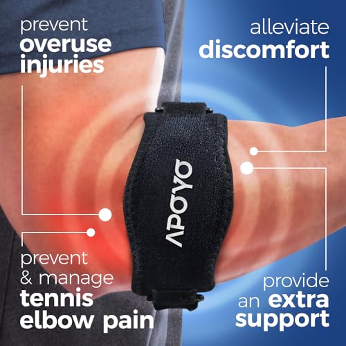 APOYO Tennis Elbow Strap Support One Size Black for Men & Women