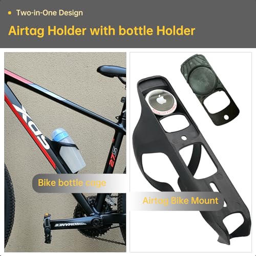 Air Tracker Tag Bike Mount Hidden on Water Bottle Holder, Universal MTB Road Bike Anti-Theft GPS Tracker, Waterproof Holder & Drink Cup Cage for All Bicycle, Stealth Durable Plastic Bracket