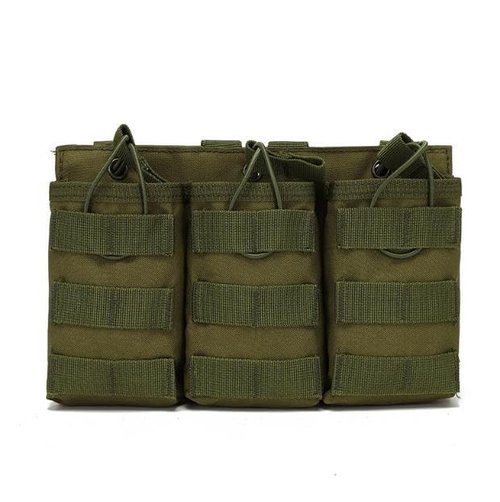 Tactical Mag Pouch, Triple Rifle Magazine Holster, Molle Pistol Nylon Magazine Holder with Quick Release Magazine Pouch Insert for with Adjustable Bungee Straps for Easy Carry and Use