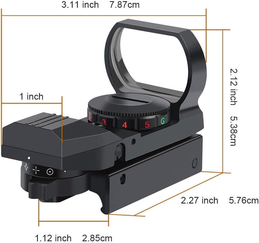 Feyachi Reflex Sight - Adjustable Reticle (4 Styles) Both Red and Green in one Sight!
