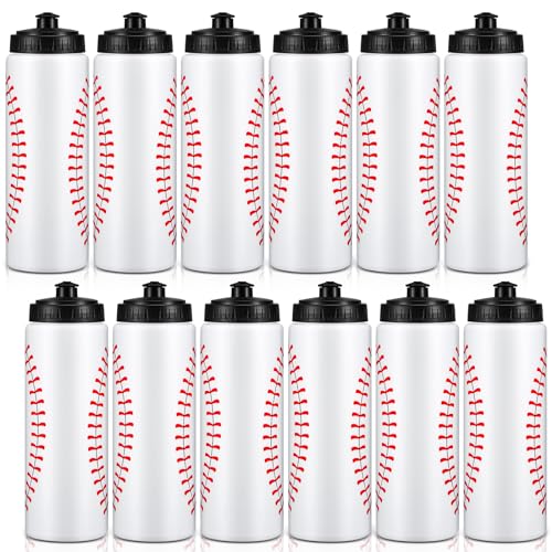 12 Pack 20oz Baseball Water Bottles Bulk Reusable Sports Hydration Bottles