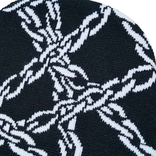 Y2K Beanie Hat for Men & Women Trendy Soft Stretchable Winter Cap, Chain Design Cold Knit Weather Accessory - Black