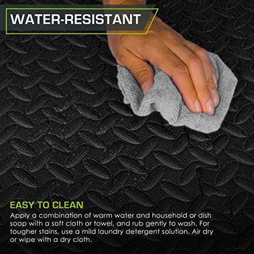 ProsourceFit Puzzle Exercise Mat ¨ö in, EVA Interlocking Foam Floor Tiles for Home Gym, Mat for Home Workout Equipment, Floor Padding for Kids, Black, 24 in x 24 in x ¨ö in, 48 Sq Ft - 12 Tiles