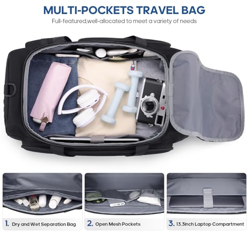 Gym Bag for Men & Women with Shoe & Laptop Compartments - Waterproof Sport Duffle