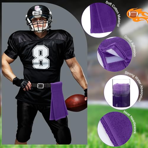 Shimeyao 2 Pcs Cotton Sports Football Towel with Closure Pitching Football Sweat Towel for Sports Gym Men Women Accessories(Purple,Classic)