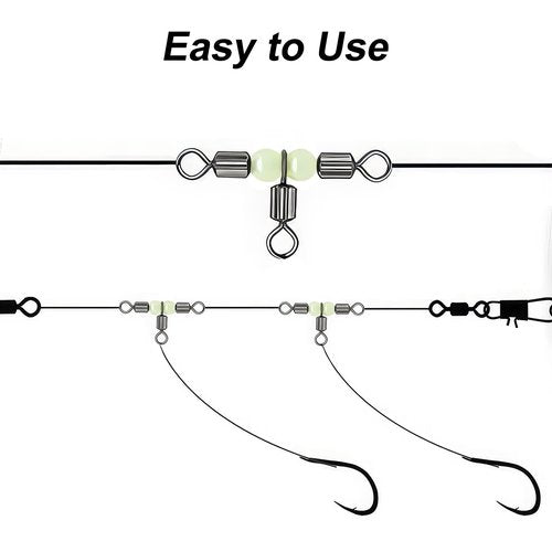 Goture Fishing Swivels,3 Way Swivels Fishing Tackle,T Shape Cross Line Rolling Swivels with Luminous Beads Saltwater Freshwater,Three Way Fishing Swivels Barrel Swivels for Catfish Rig(1 * 2,30pcs)