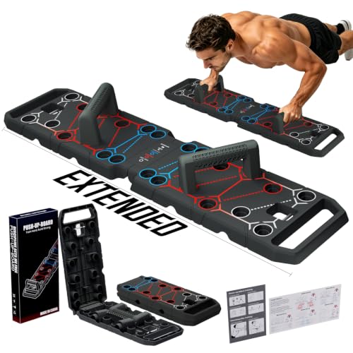 BLACK Extended Foldable 25-in-1 Push Up Board for Home Workout