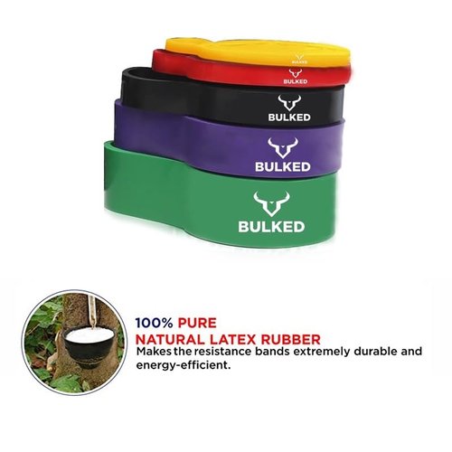 BULKED Resistance Band Set, Pull Up Assist Bands - Stretch Resistance Band Exercise Bands for Men and Woman Resistance Training, Physical Therapy, Home Workouts and Carry Bag Included
