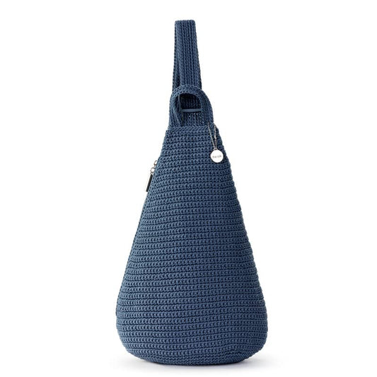 The Sak Geo Sling Backpack in Crochet, Single Sling Shoulder Strap, Maritime