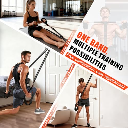 Black and Red Resistance Bands Set for Pull-Up Assistance, Full Body Workout Equipment