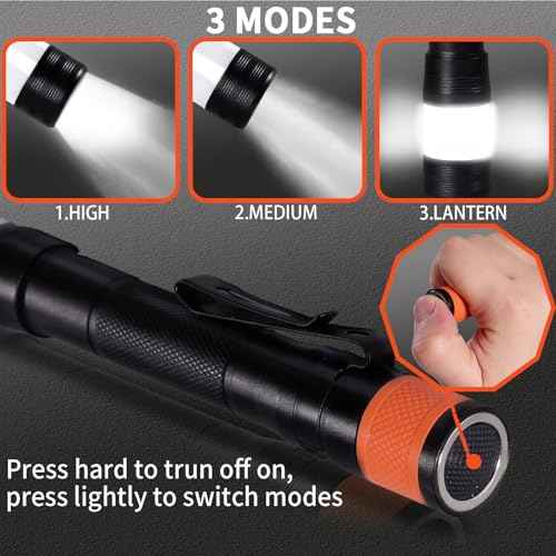KunHe Probe LED 250 Lumens Pen Flashlight High Lumens with AA*2 Alkaline Batteries(Included) and Magnetic Base for Inspection Repair Engineer Gift for Husband Dad