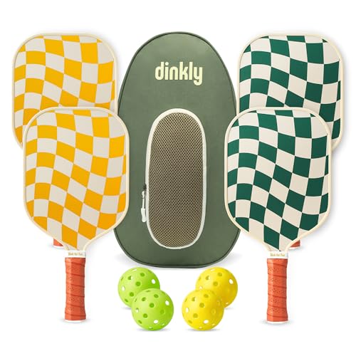 Pickleball Paddles Set of 2/4 - USAPA Approved Graphite Paddle with Wave Check - Dark Green 4-Wave Check Variation