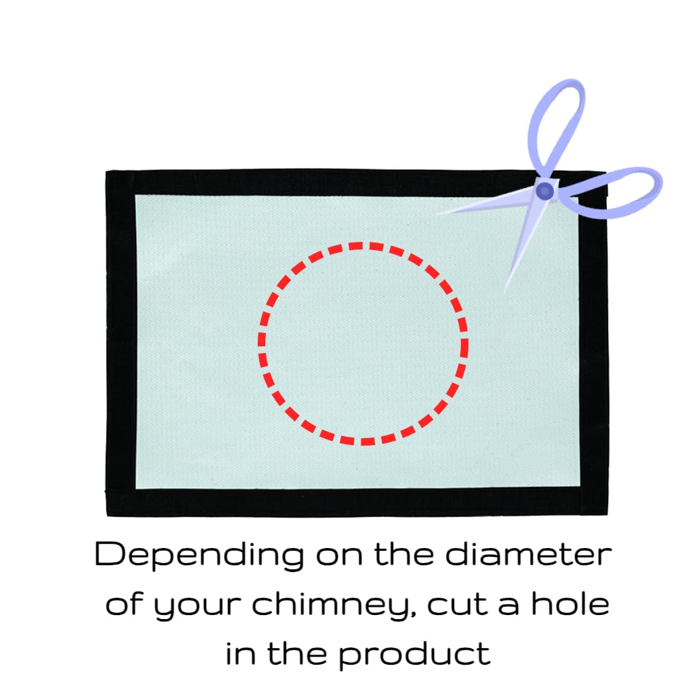 Hot Tent Stove Jack Fireproof Cloth - 13.4" x 9.4" Flame-Retardant Firewood Stove Chimney Furnace Pipe Fireproof Ring, Silver Silicone Material - Ideal for Camping Tents and Outdoor Shelters