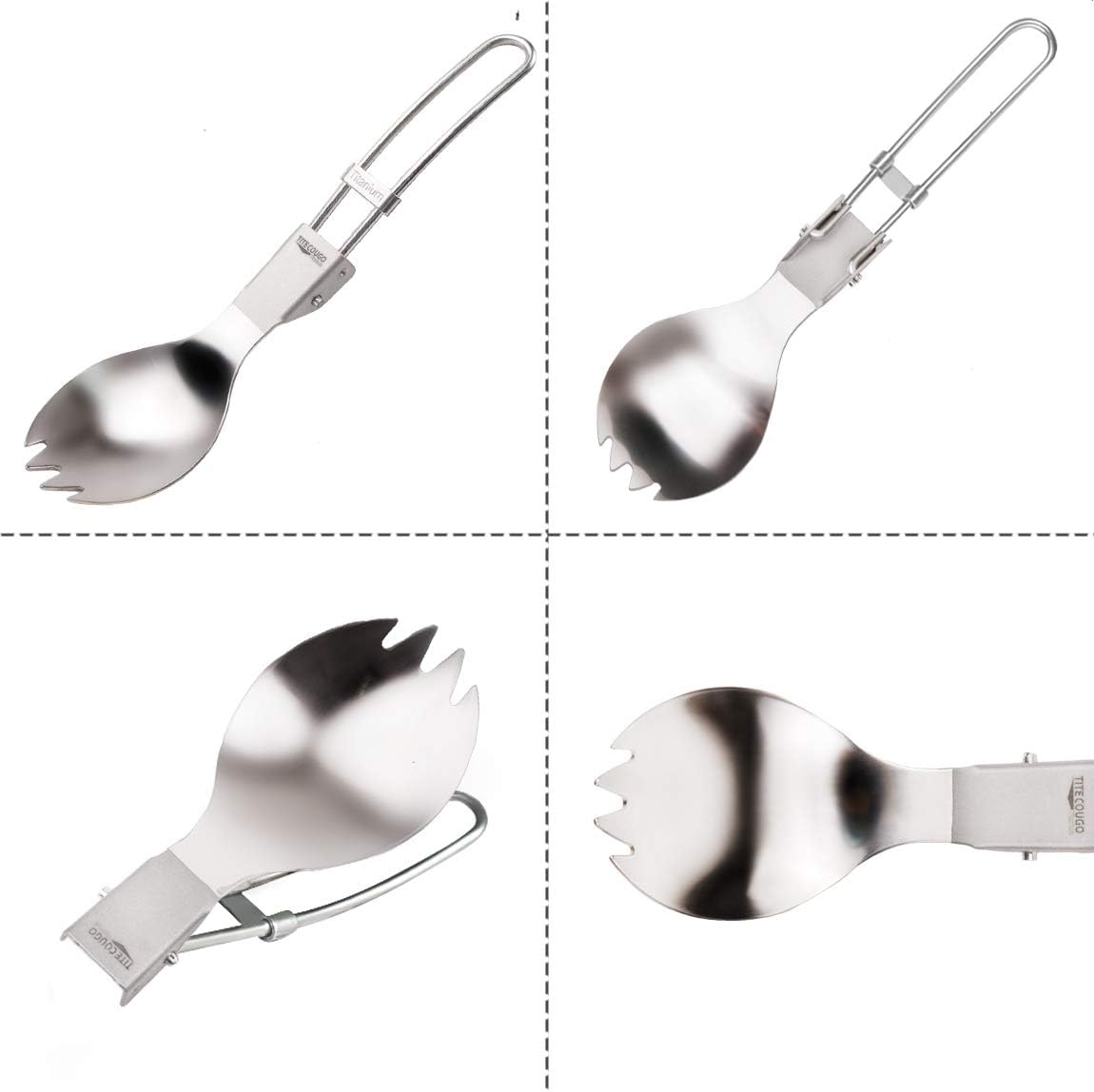 Ultralight Titanium Spork for Camping - Folding Spoon & Fork Combo, 18g