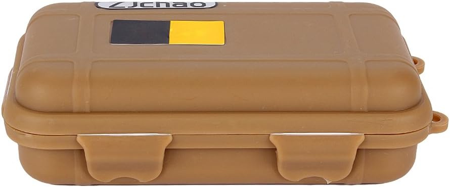 Outdoor Shockproof Box, Plastic Tool Box Enclosure Airtight Survival Case Container Storage Travel Sealed Container Carry Box for Travelling Camping Fishing (L, Mud Color)