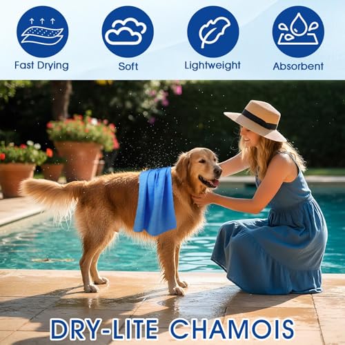 Swim Chamois Towel 2 Pack - Blue & Grey, 17 x 26 Inches, Quick Dry & Absorbent