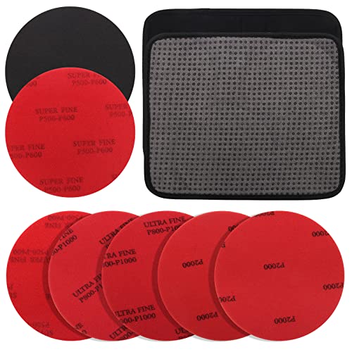 Bowling Ball Sanding Pads Set 6+1 Grits 500/1000/2000 with Cleaning Towel