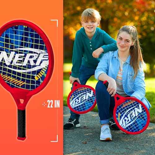 Nerf Small Driveway Tennis Set for Kids - 2 Player Kids Tennis Set - Rackets and Foam Ball - Indoor + Outdoor - (2) Rackets + Foam Ball Included