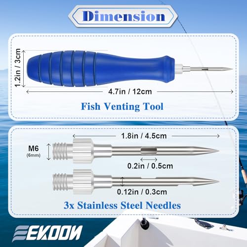 Fish Venting Tool with Blue Handle and Stainless Steel Needles for Deep Sea Fish Relief - Fish Venting Kit