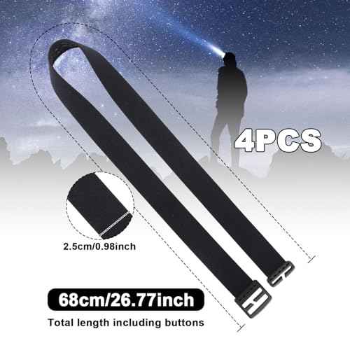 4pcs Elastic Headlamp Strap, Headlamp Band Replacement Head Lamp Comfort Belt Headlamp Headband Holder Headlamp Accessories Compatible with Black Diamond, Petzl, Princeton Tec, Fenix, Streamlight