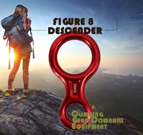 METOOLS Heavy-Duty Climbing Gear, 35KN Aluminum Figure 8 Descenders - High Altitude Protection & Anti-Fall Brake Ideal for Rock Climbing Rappelling and Rescue Red