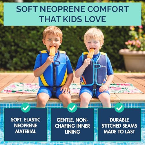 Kids Neoprene Swim Vest with Adjustable Buoyancy, Secure Fit - Royal Blue, 6-9 Years