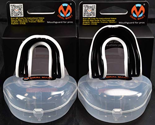 Pro Mouth Guard for Sports Adults - White/Black, MMA, Football, Boxing
