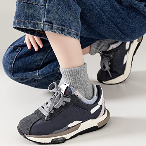 Kids Athletic Ankle Socks 6 Pairs - Breathable Cushioned Mesh Sports Socks, 7-10 Years, White