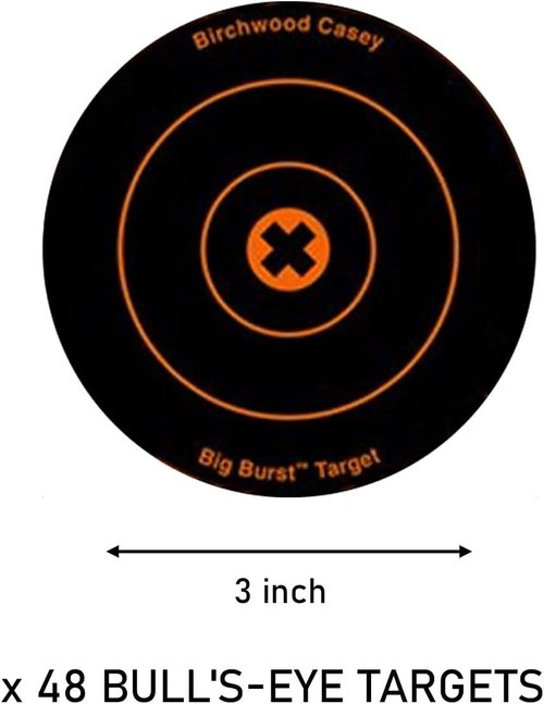 BIRCHWOOD CASEY Big Burst Bull's Eye Always Flat Adhesive Back Shooting Training Reactive Targets | Pack of 3 Sheets