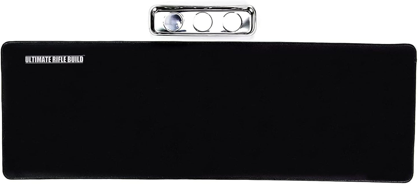 Ultimate Rifle Build Cleaning Mat with Stitched Edges, Non-Slip (12"x36" - with Magnetic Parts Tray)