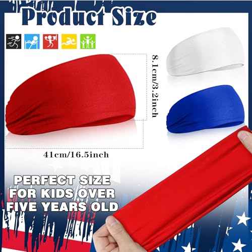 Deekin 6 Pcs Sweatbands for Kids Soccer Headbands Boys for Sports Breathable Sweat Wicking Headband for Kids Athletic Baseball Football Youth 5-15 Years Old