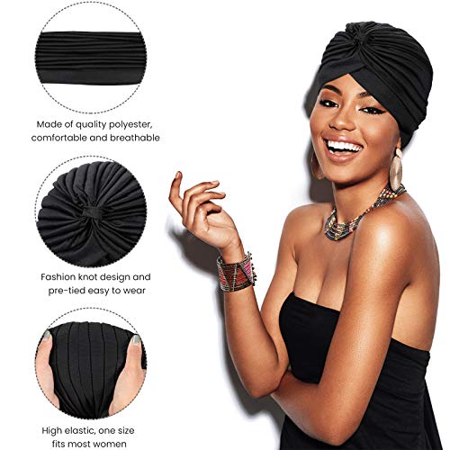 SATINIOR 16 Pieces Stretch Turbans Chemo Head Wraps Polyester Head Beanie Cover para Mujer Turbantes for Women