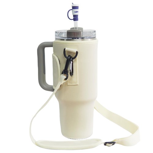 DLJZGC Water Bottle Carrier for Stanley 40 Oz Tumbler with Handle, Stanley Cup Holder with Adjustable Shoulder Strap & Straw Covers, Stanley Cup Bag, Water Bottle Bag for Hiking Travelling