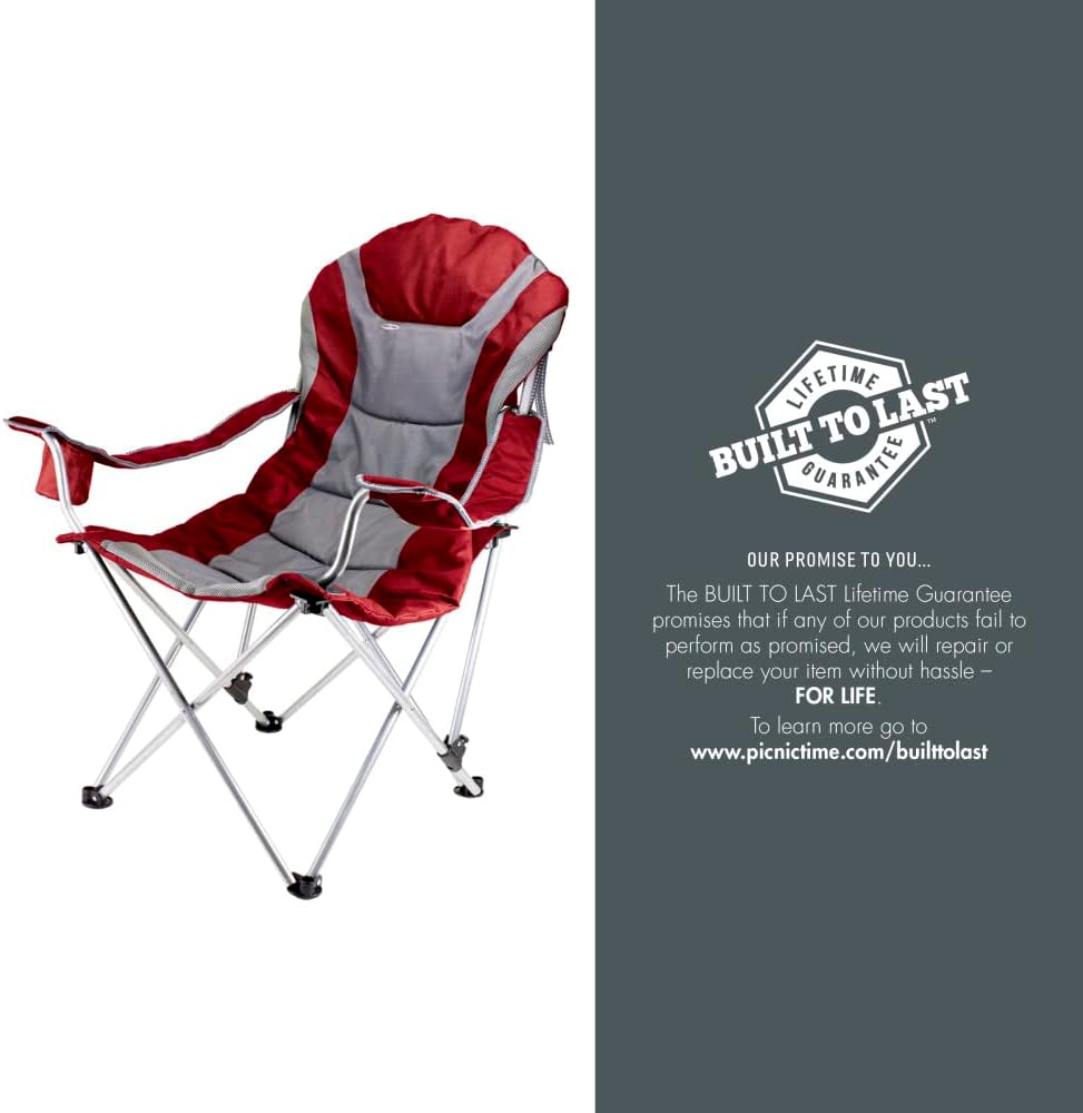 PICNIC TIME NCAA Arkansas Razorbacks Reclining Camp Chair - Beach Chair for Adults - Sports Chair with Carry Bag