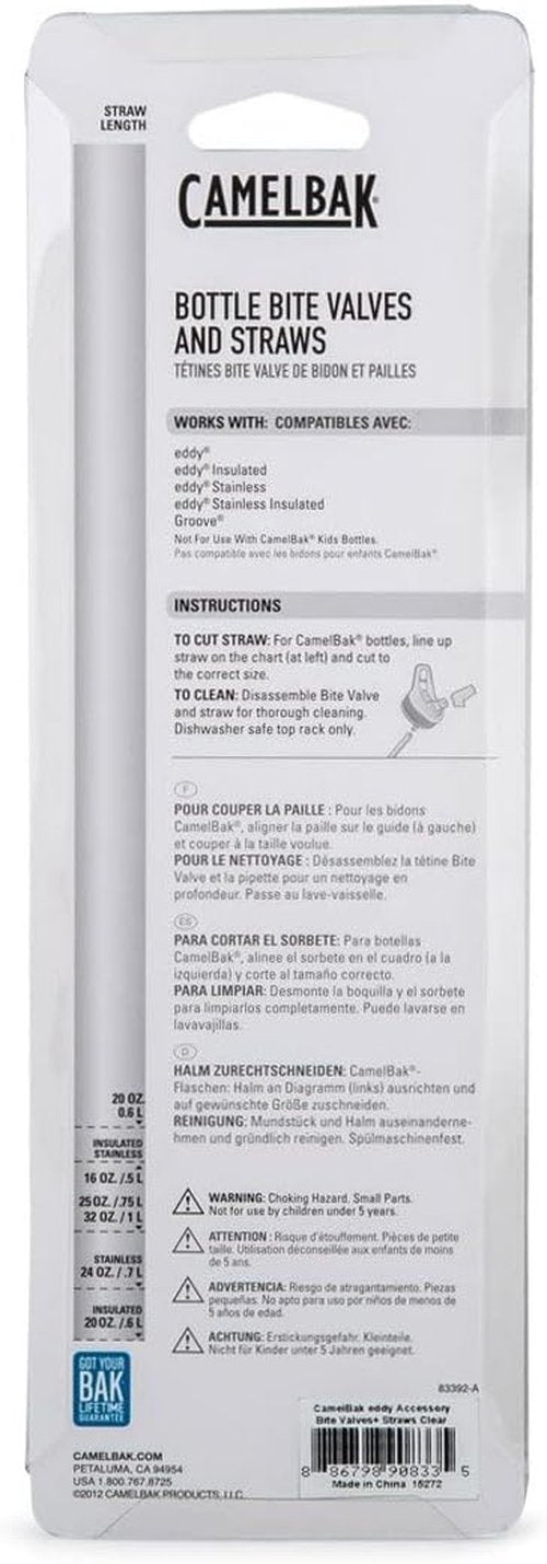 CamelBak eddy Accessory Bite Valves and Straws, Clear, Pack of 2