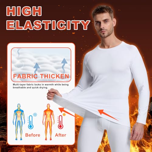 Men¡¯s Thermal Compression Shirts Long Sleeve Athletic Base Layer Top Fleece Lined Cold Weather Undershirt for Workout