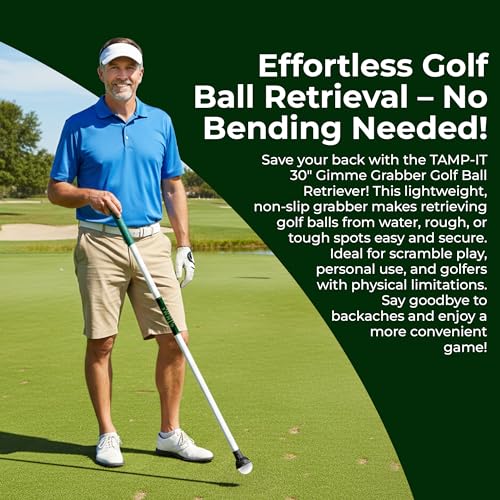 30-Inch Golf Ball Retriever with Non-Slip Grip for Water & Land Pickups