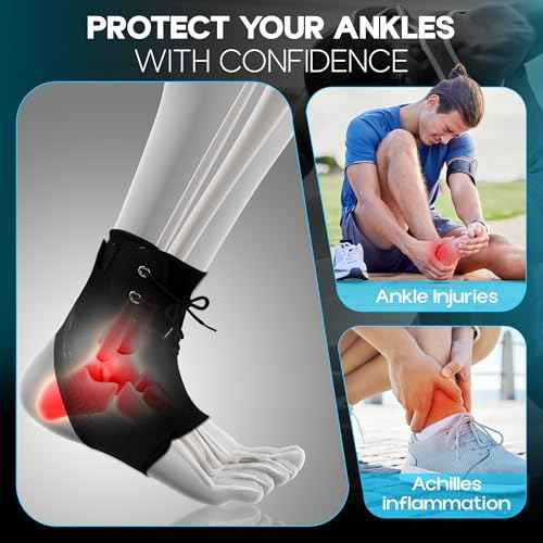 Ankle Brace lace up Stabilizers Adjustable Ankle Support for Sports Protect, Sprained Ankle, Ligament Damage, Injury Recovery (Medium Size)