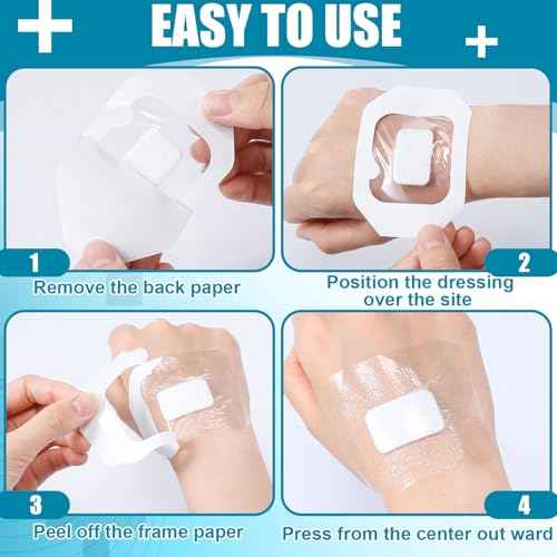 Geiserailie 30 Pack Transparent Film Dressing with Pad, Waterproof Adhesive Bandages, Wound Cover Patches, Clear Barrier Film for Showering, Swimming, Tattoo(2.36 x 2.76 Inches)