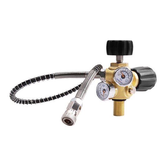 Owfeel M18x1.5 DIN Valve Scuba Adapter with Gauge, 4500Psi/300Bar High Pressure Compressor Pcp Paintball Filling Station,24 inch Soft Hose Pcp Charging Valve for Air Tank, PCP Air Rifle, Paintball