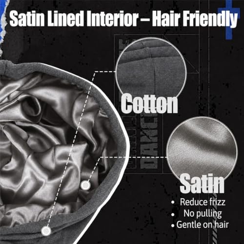Black Satin Lined Adjustable Turban for Men - Soft Head Wrap & Hair Protection