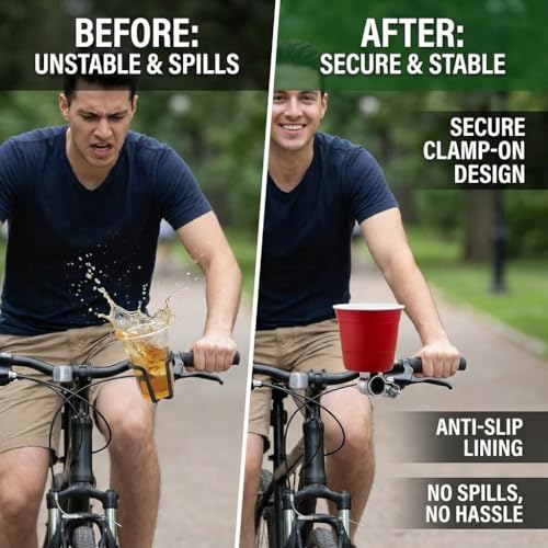 Red - Bike Water Bottle Holder for Bikes & Scooters, Handlebar Clamp