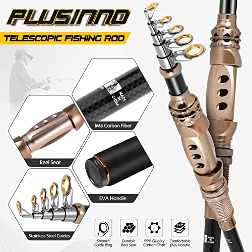 Telescopic Fishing Rod and Reel Combo - 8.86 ft Carbon Fiber Saltwater Freshwater Kit Variation of THIS listing