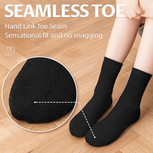 Kids Crew Socks 6 Pack for Girls and Boys School Uniform Soft Cotton Seamless Toe
