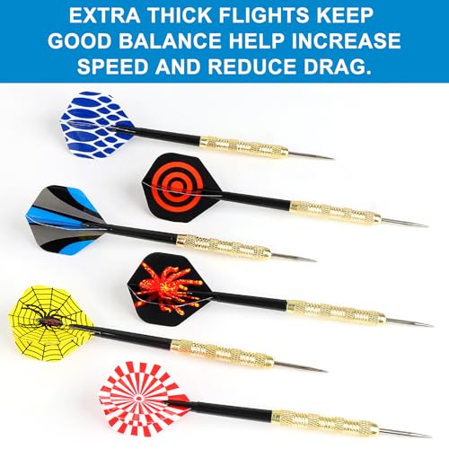 Accmor 90pcs Dart Flights Set - Black, Red & Yellow Standard Replacement Flights for Steel Tip & Soft Darts