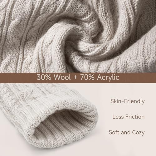 Beige 3-in-1 Winter Scarf Hat and Glove Set for Women