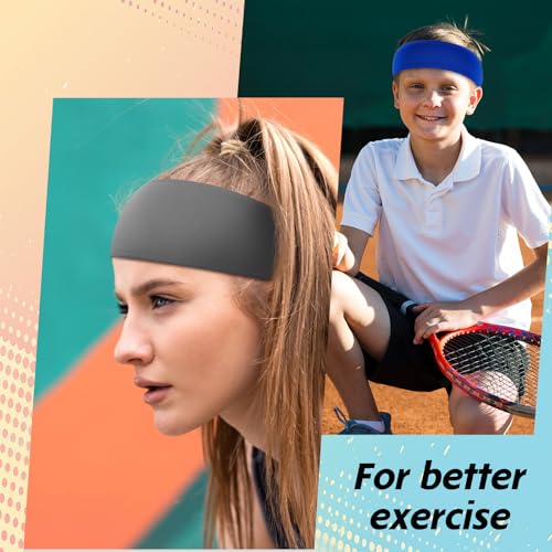 5Pcs Sports Headbands for Kids, Moisture Wicking Sweatbands for Footable Soccer Baseball Running for Boys 5-15 Years Old