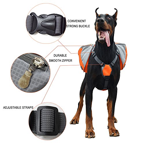 Adjustable Service Dog Backpack Saddle Bag for Hiking Camping Training Black Large